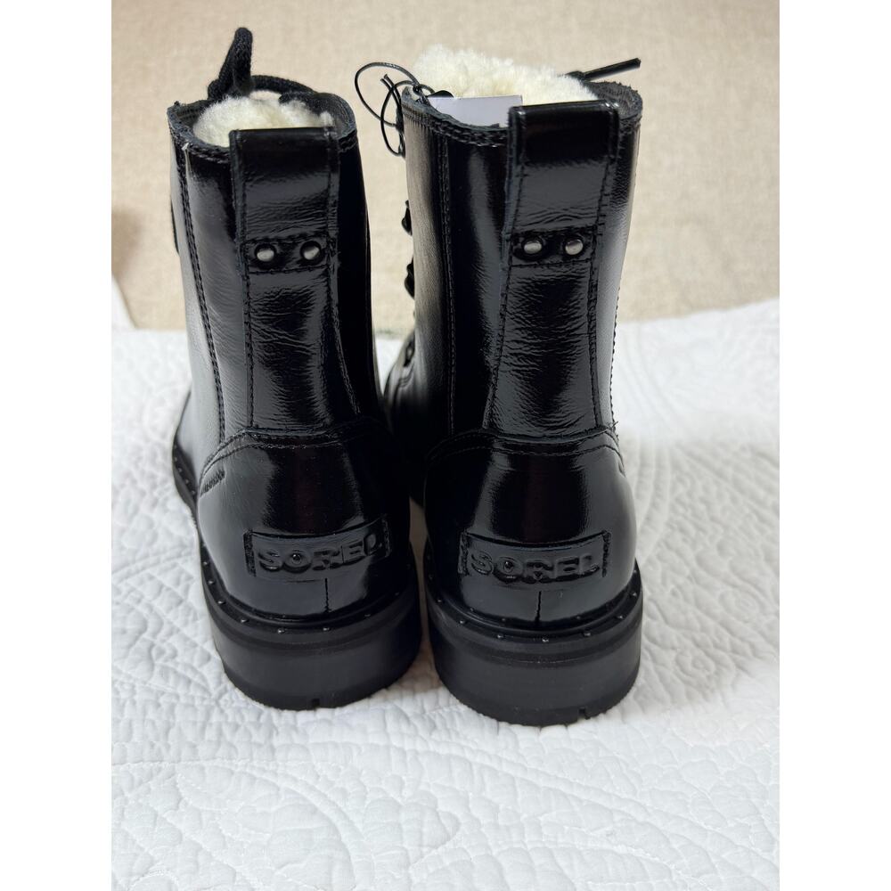 NWT Sorel Women's 10 Lennox Lace Cozy Waterproof Patent Leather Lambswool Boot - Picture 8 of 12